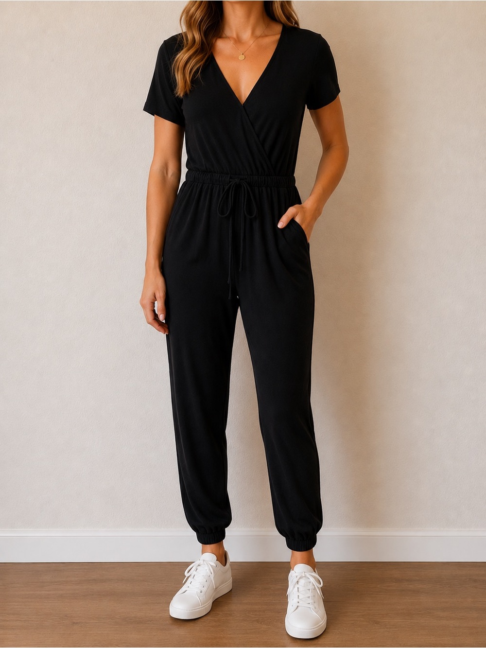 Black Jogger Style Lounge Jumpsuit